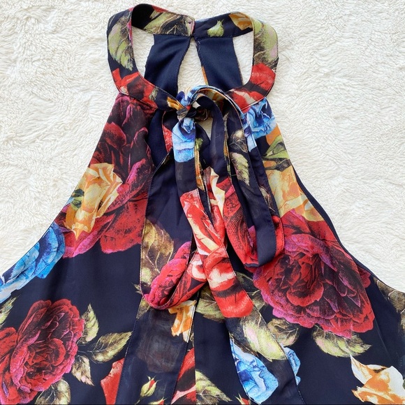 SMYM Tess tie front floral chiffon swing mini dress size small - Picture 6 of 11